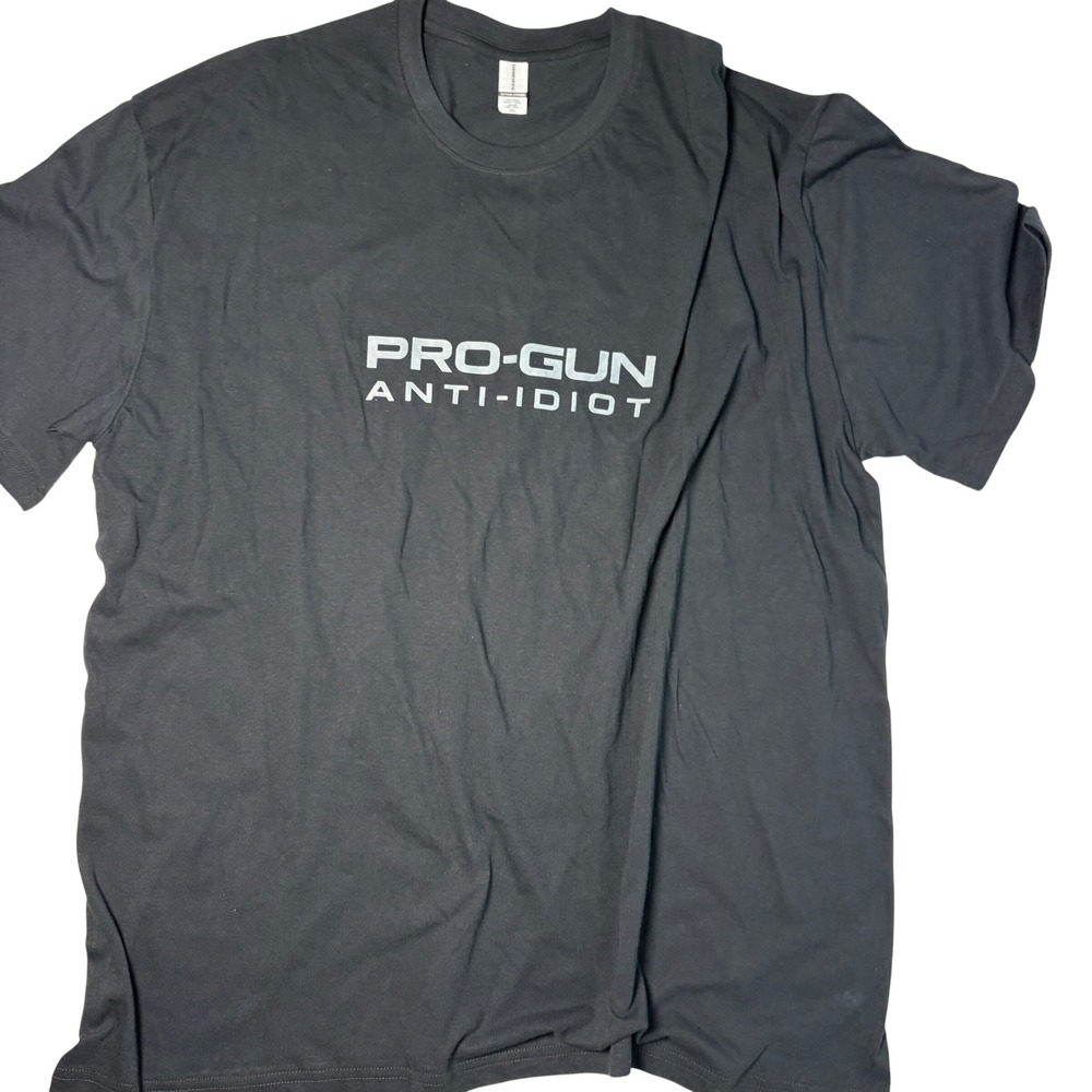 2XL Pro-Gun Anti-Idiot Graphic Tee Black Cotton Caribbean Seal T Shirt